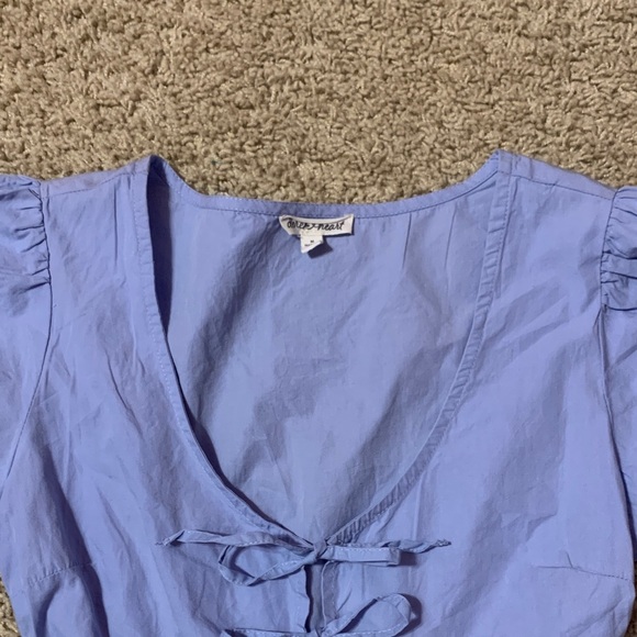 NWT Women’s Baby Blue Bows Puff Sleeve Mini Cotton Dress Size Medium - Picture 6 of 10